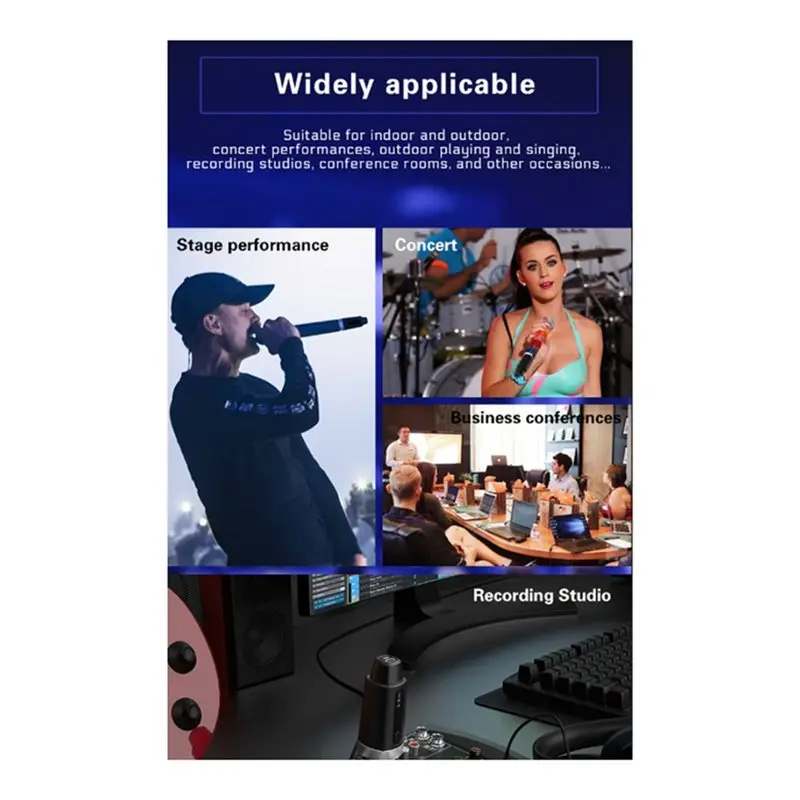 ABMF Wireless Microphone Transmitter Receiver System 4PCS XLR Adapter for Dynamic Guitar Audio Mixer PA
