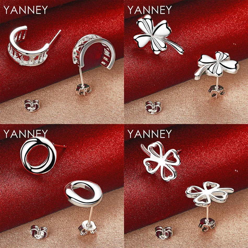 

S925 sterling silver exquisite round four-leaf clover earrings ladies accessories jewelry gift fashion
