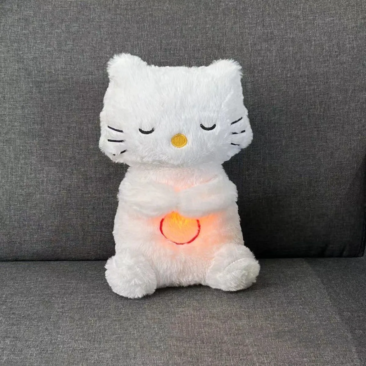 Baby Toy Soothen Snuggle Kitty Portable Plush Sound Machine with Music Lights & Breathing Motion for Newborns 0+ Months