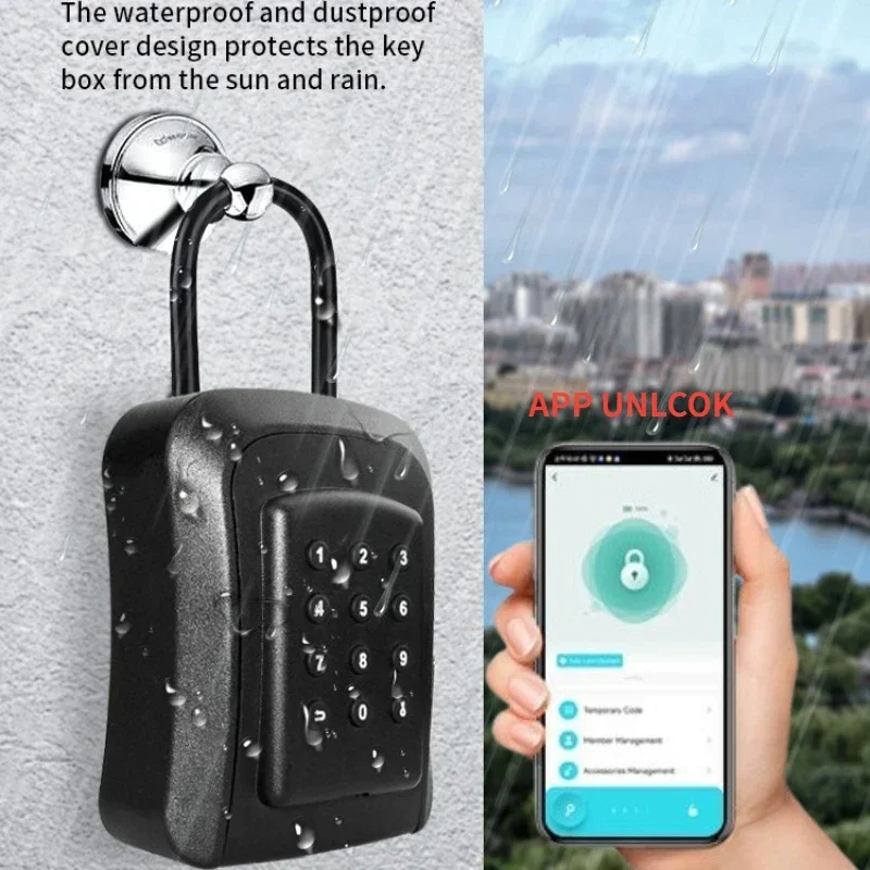 Tuya/TTlock Smart Password Key Box Keyless Smart Door Lock IP65 Waterproof Homestay Lock Box Password APP Unlocking Metal Box