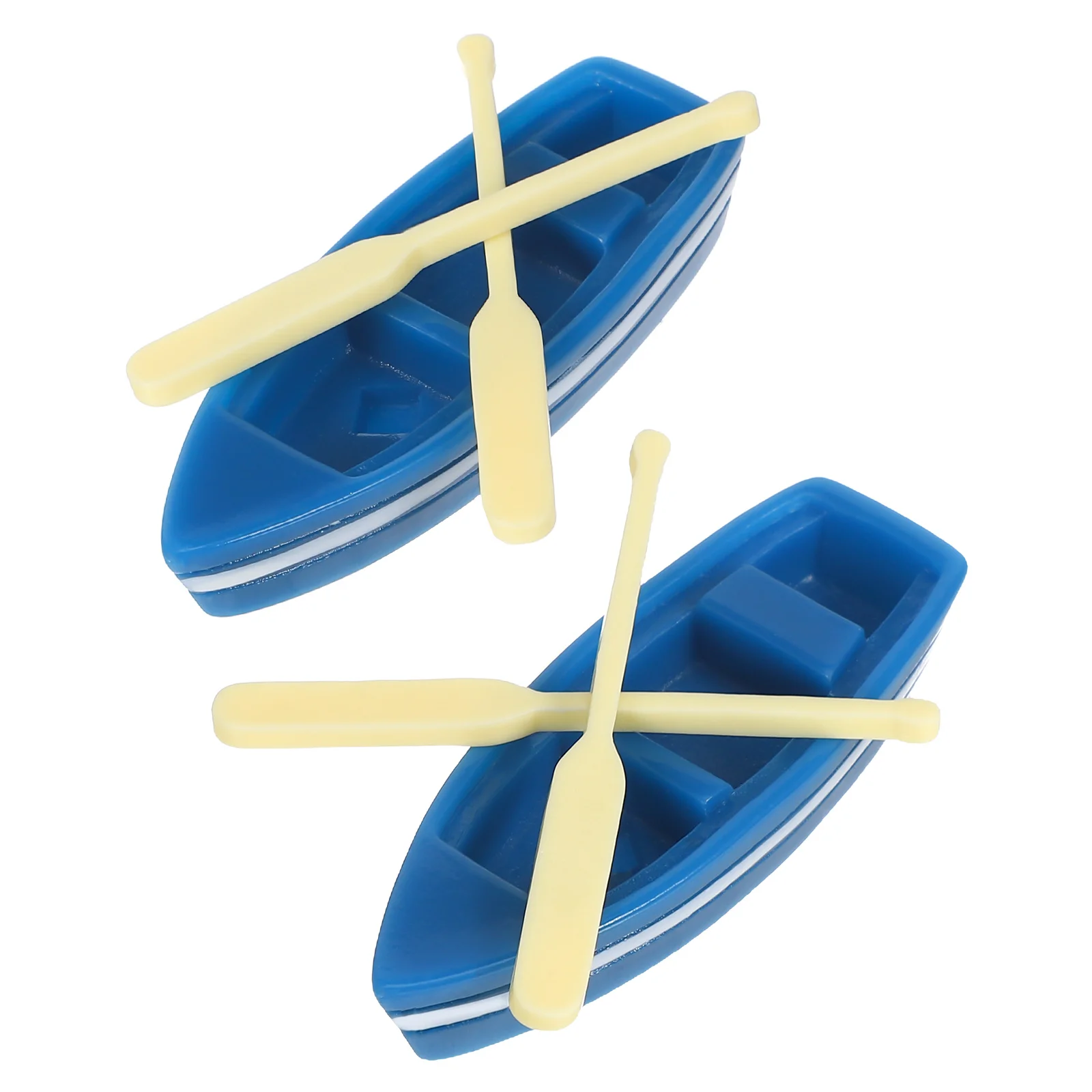 

2Sets Blue Resin Mini Boat with Wooden Quant for Moss Micro Landscape Garden Decorations Cute Small Gardening Props 6x2cm 55Cm