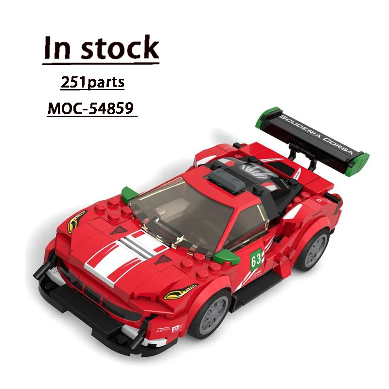 MOC-54859 GTR 8 Stud Wide Sports Car Racing Building Block Model • 251 Parts Boy Kids Birthday Building Block Toy Gift