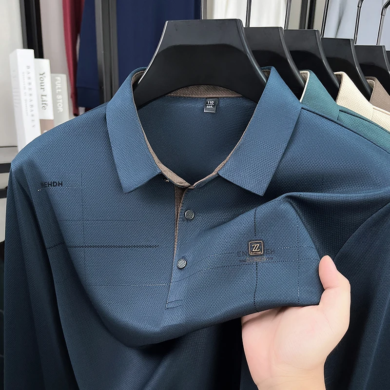 Qualität Luxus Herren Poloshirt Revers Langarm T-Shirt Herbst Neue Ankunft Exquisite Brust Logo Print Design Mode Herrenbekleidung