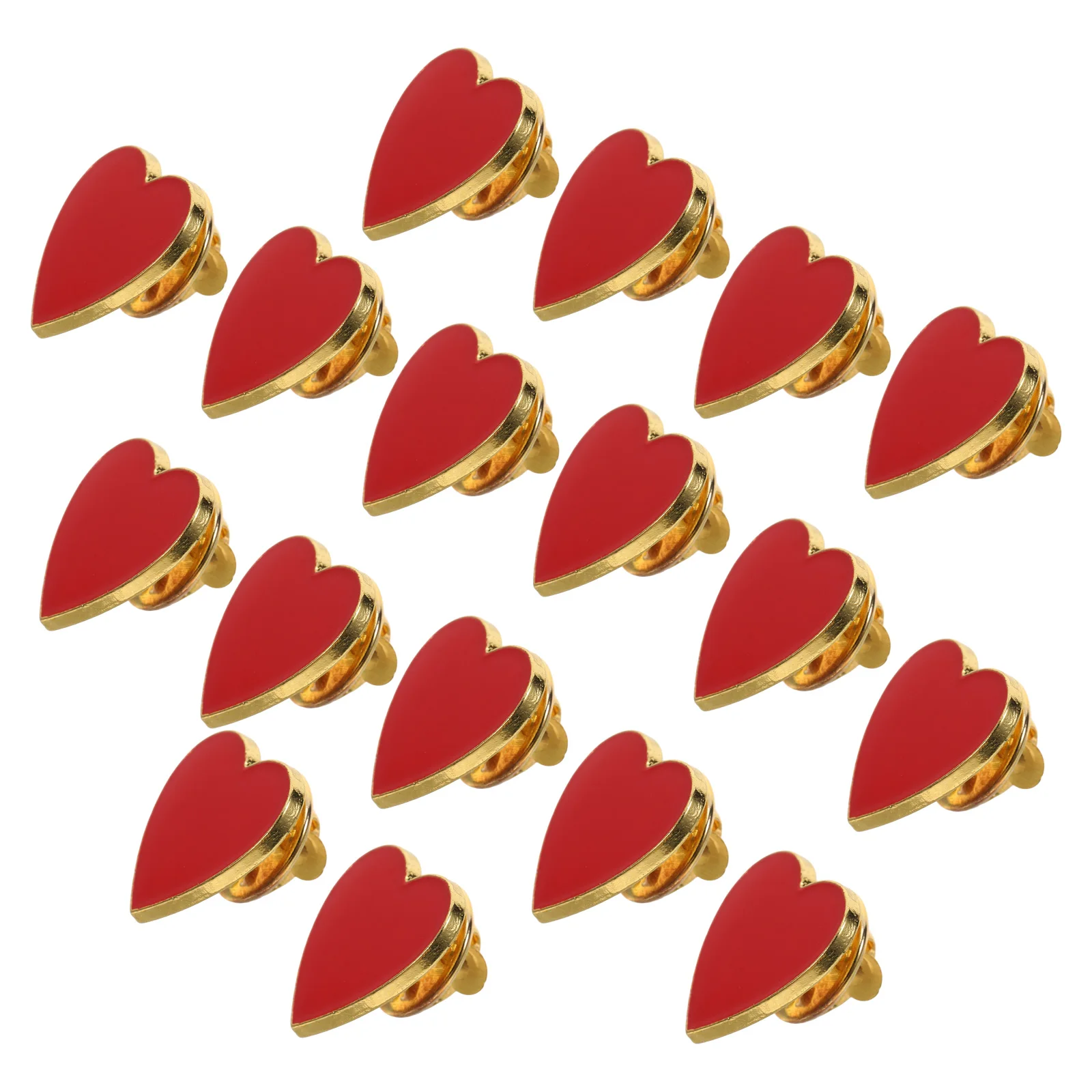 

20 Pcs Red Heart Brooches Elegant Lapel Pins Valentines Wedding Party Favors Decor Accessories Women Suit Shawl Hat
