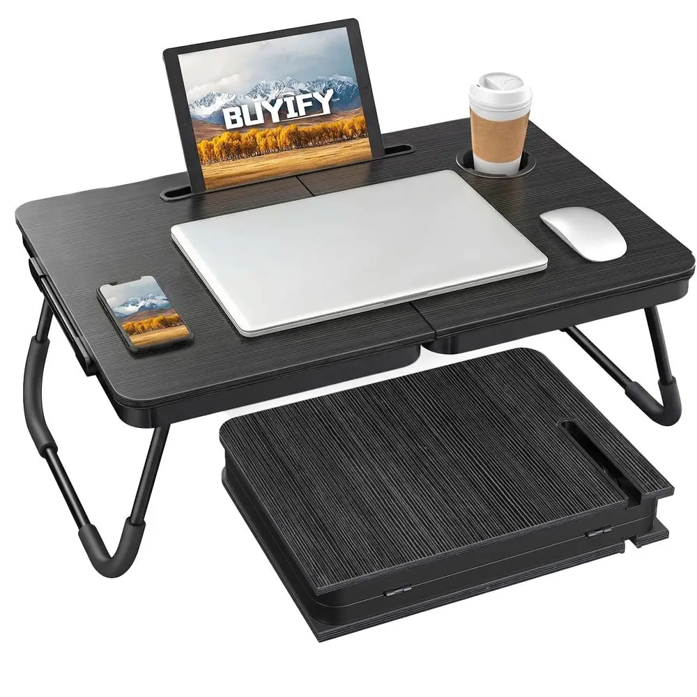 

Foldable Laptop Bed Desk for Couch, Sofa Large Lap Desk Tray Table with Cup Holder and Tablet Slot Portable Notebook Stand for
