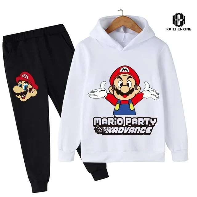 

New Super Mario Bros Kids Cartoon Sweatshirt Long Pants Coat Casual Boys Girls Long Sleeved Cute Hoodie Kids Pullover Sweatshirt