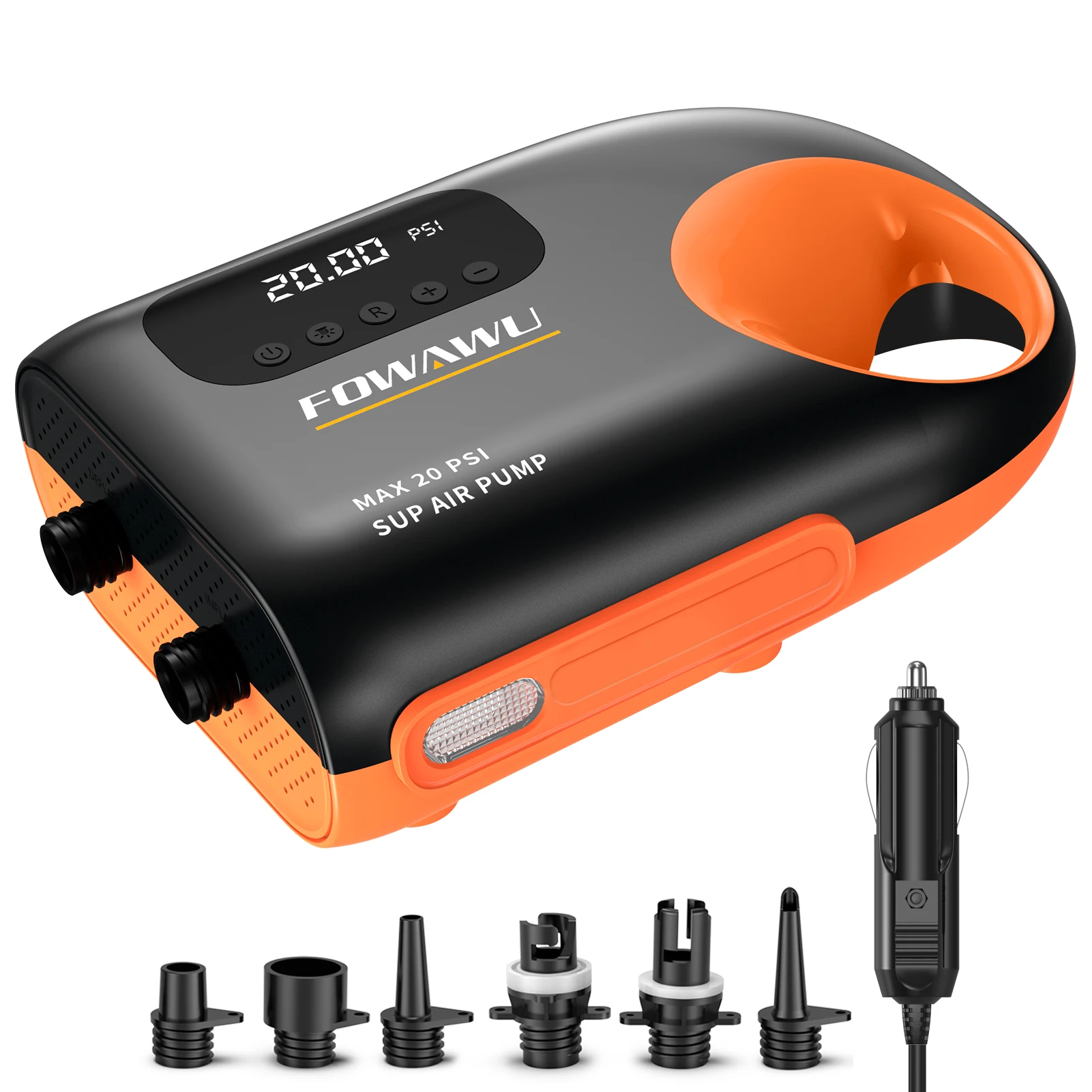 

FOWAWU Paddleboard Pump, Sup Pump Electric DC 12V Car Connector, Paddle Board Pump Intelligent Dual Stage Inflation & Deflation