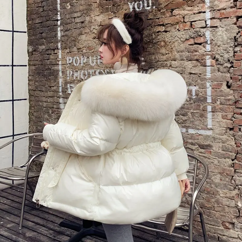 Winter Neue Mode frauen Unten Jacke Lose Pendler Strap Weiße Ente Unten Mit Kapuze Jacke