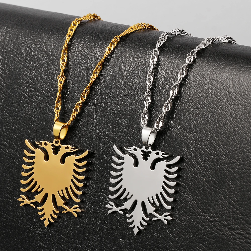 Byzantine Eagle Necklace Albanian Stainless Steel Women Men Unisex Chain Necklaces Mystery Gifts For Ethnic Jewelry