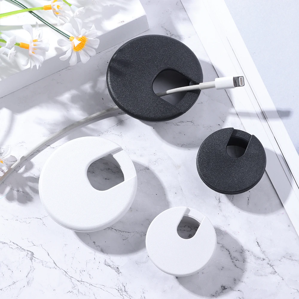 50/60MM Schreibtisch Kabel Tülle Draht Loch Abdeckung Linie Outlet Port Threading Box Abdeckung Kabel Vorbei Box Büro tabelle Kabel Veranstalter – Detail 4