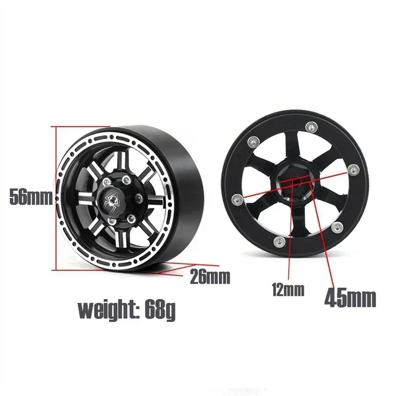 

4PCS Metal Beadlock 1.9 Wheel Rim Wheel Hub for 1/10 RC Crawler Car Traxxas TRX4 RC4WD D90 Axial SCX10 90046 AXI03007