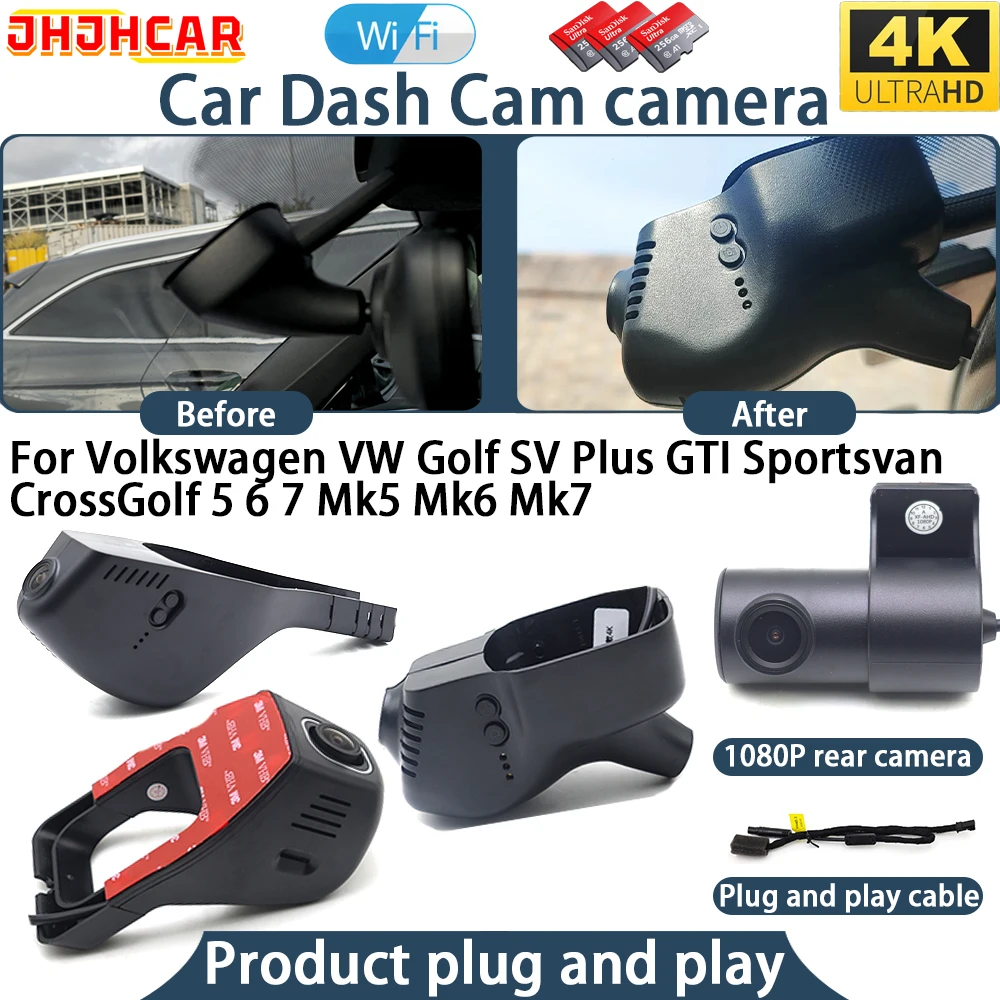4K Dash Cam For Volkswagen VW Golf SV Plus GTI Sportsvan CrossGolf 5 6 7 Mk5 Mk6 Mk7 Plug And Play DVR Car Camera Video Recorder