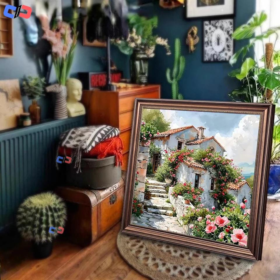 كامل الماس اللوحة منزل المشهد مجموعة جديدة 5D DIY الماس الفسيفساء الزهور اليدوية ديكور المنزل الإبداعية هواية الفن #3