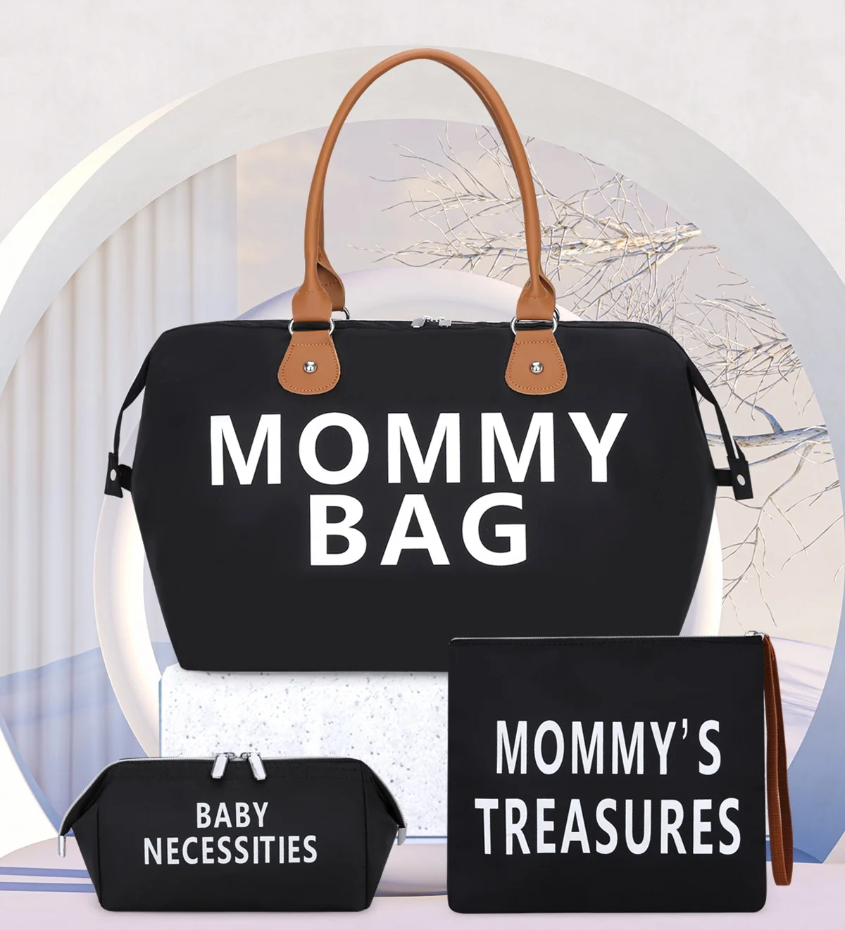 3pcs Baby Diaper Bag Set Maternity Shoulder Bag Handbag Nappy Storage Organizer Large Capacity Mom Hand Totes Mummy Stroller Bag - Image 2