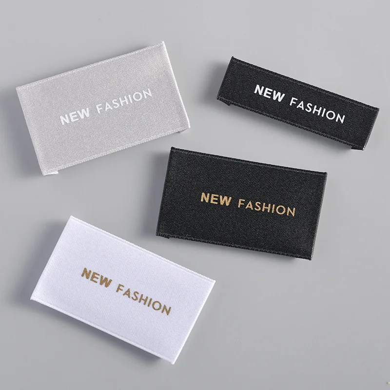 

Eco-friendly Custom Silk Screen Printed Brand Logo Fabric Tag End Fold Soft Cotton Labels for Clothing Bags Shoes
