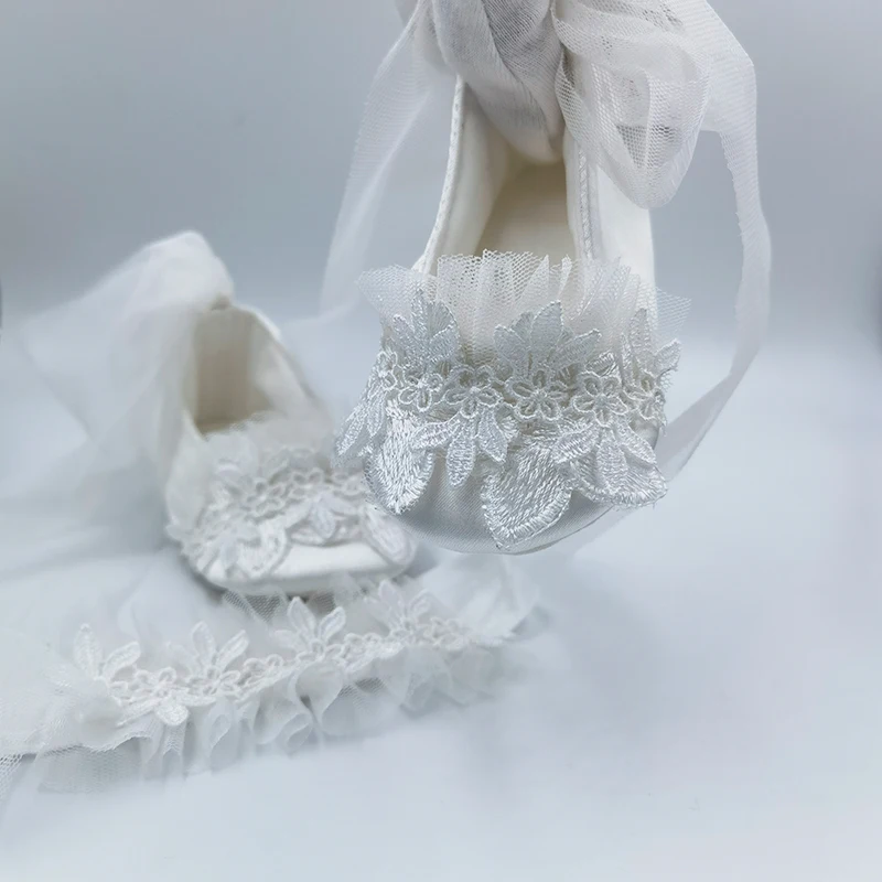 

Christening White Lace Baby Shoes Wedding Ornament First Walkers Magic Childhood Keepsake Bling 1st Birthday Princess Gift