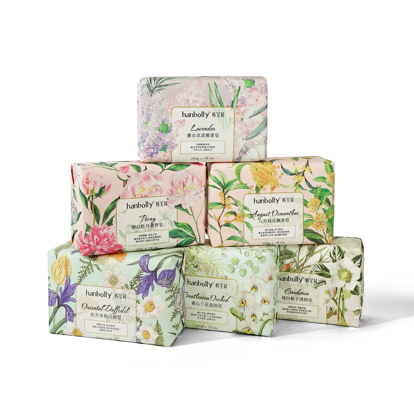 

Мыло Hanbolly с цветочным ароматом 200 г, ароматный батончик ручной работы для купания и очищения лица, подарочный набор с парфюмерным мылом