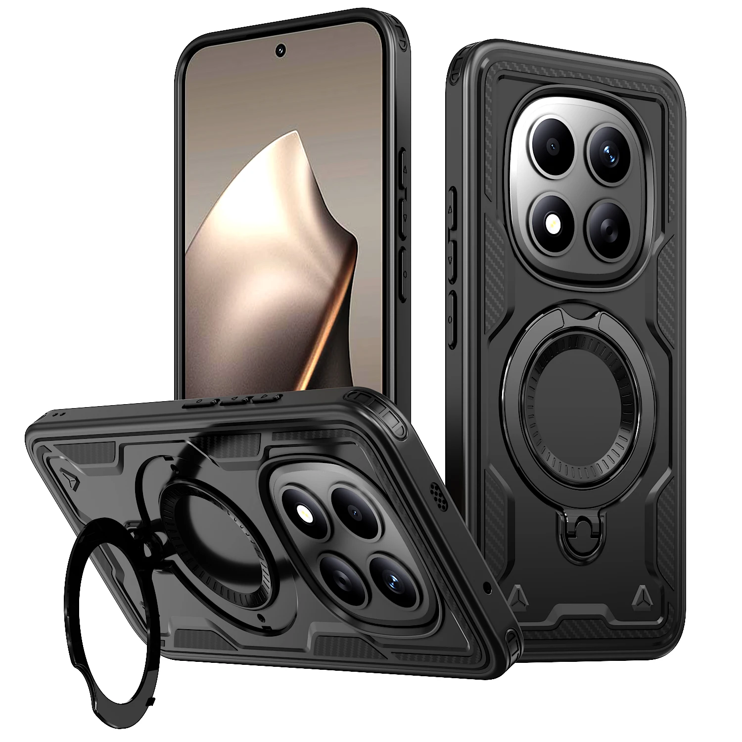 Funda a prueba de golpes para Xiaomi Poco M8 Pro Redmi Note 15Pro 4G Plus 5G 360 °   Funda de Teléfono de Plástico TPU con Soporte Magnético Giratorio