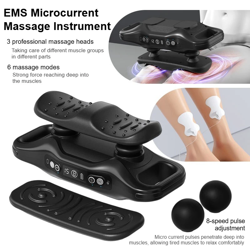 

New muscle relaxation electric dual head fascia gun EMS micro current multifunctional home leg, foot and back massage instrument