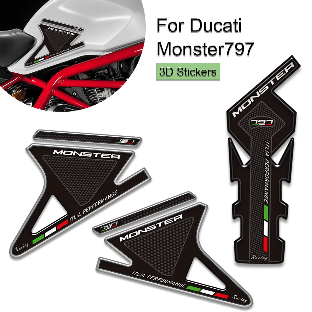 

Tank Pad Stickers Fuel Oil Tank Kit Knee Protector Decals 3D Sticker For Ducati Monster797 Motorcycle Monster 797