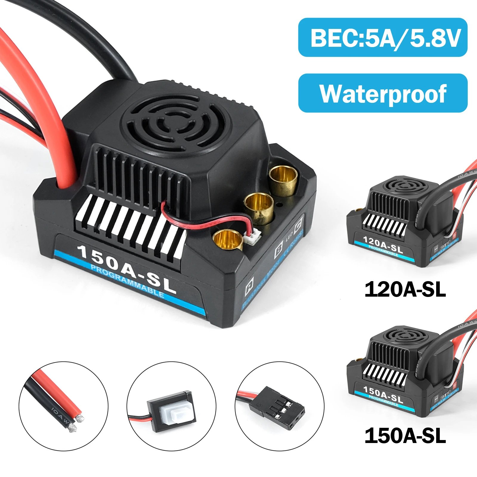 

150A Brushless ESC With 2-4S 5A/5.8V BEC For 3660/3670/3674 Brushless motor 1/8 Remote Control Car/ Off-road/ Boat