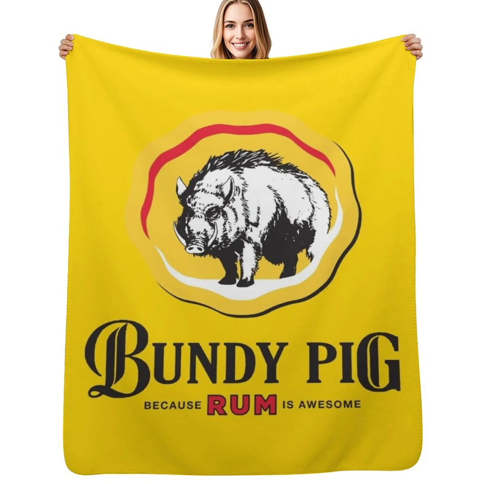 

Bundy Pig Boar (black text) Throw Blanket Breathable Lightweight Blanket for Adults Kids