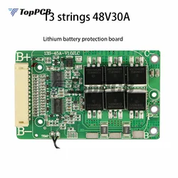 BMS 13S 48V 30A 18650 Lithium Battery Charge Board Common Port Short Circuit/Overtemperature Protection For E-bike/Escooter