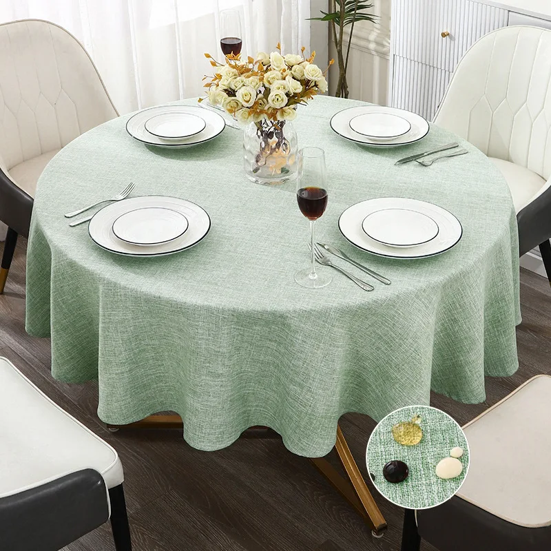 Solid-Color Round Dust-Proof And Wear-Resistant Tablecloth For Dinner Party And Wedding Table Decoration