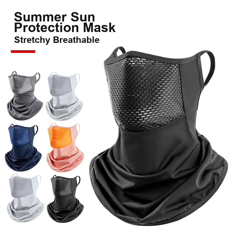 Sun Protection Face Mask UV Blocking Full Face and Neck Coverage Ear Hanging Thin Quick Dry Design for Summer Outdoor Cycling