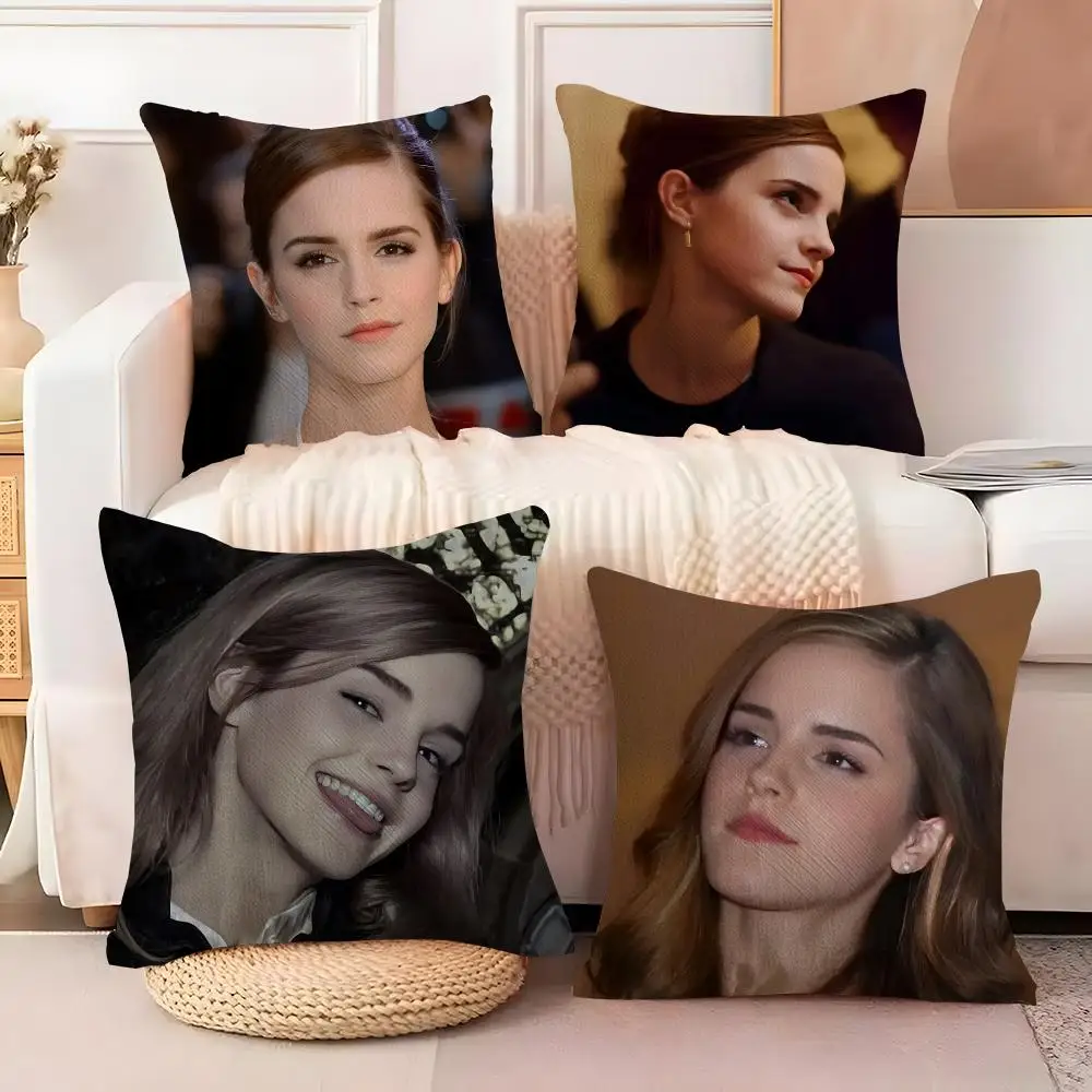 Hot Actor E-Emma Watson Cushion Cover  Plush Fabric Soft Double Sided Print Sofa Cushion Cover Throw Pillow Covers