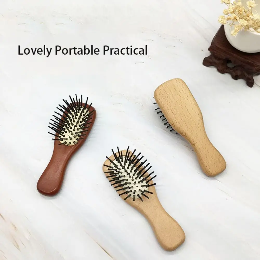 Wooden Air Cushion Comb Hot Round Head Premium Hair Brush Mini Elastic Airbag Comb Travel