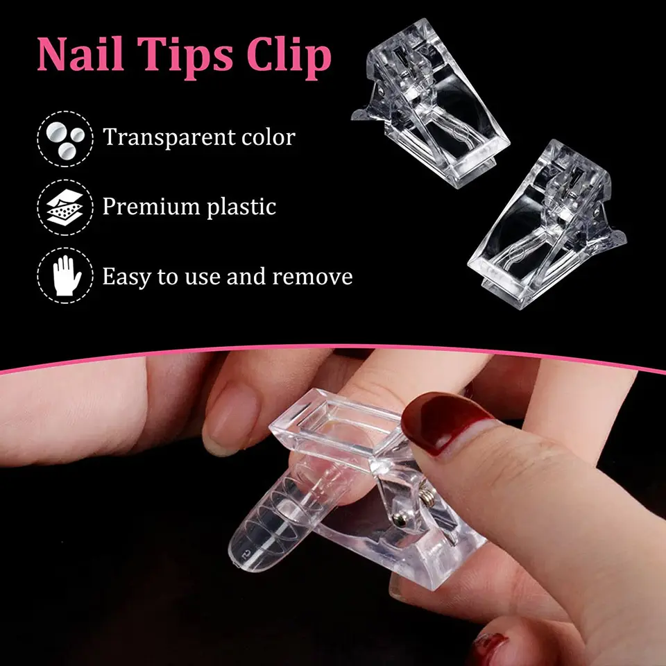 Set de 5 clips para puntas de uñas, pinzas para extensión de uñas con gel, construcción rápida con poly gel, herramienta de manicura 5