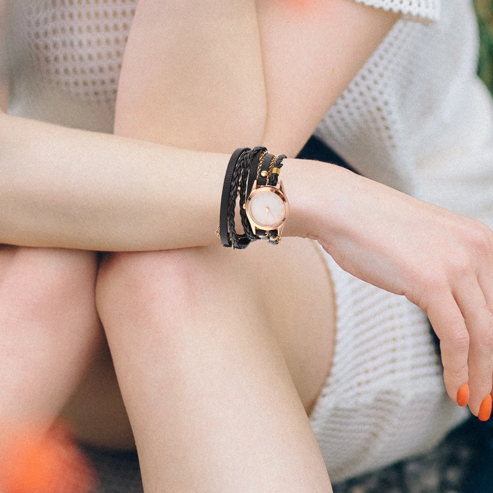 

Women Bracelet Watch Delicate Braid Strap Quartz Wristwatch Fashion Lady Daily Wear Lightweight Chain Style Decorative Watch For