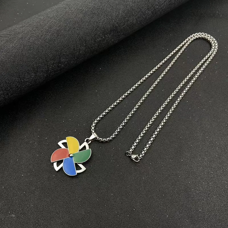 Stylish Rotating Movable Colorful Small Wind Chain Personality Hip-hop Long Joker Sweater Chain Pendant Tide