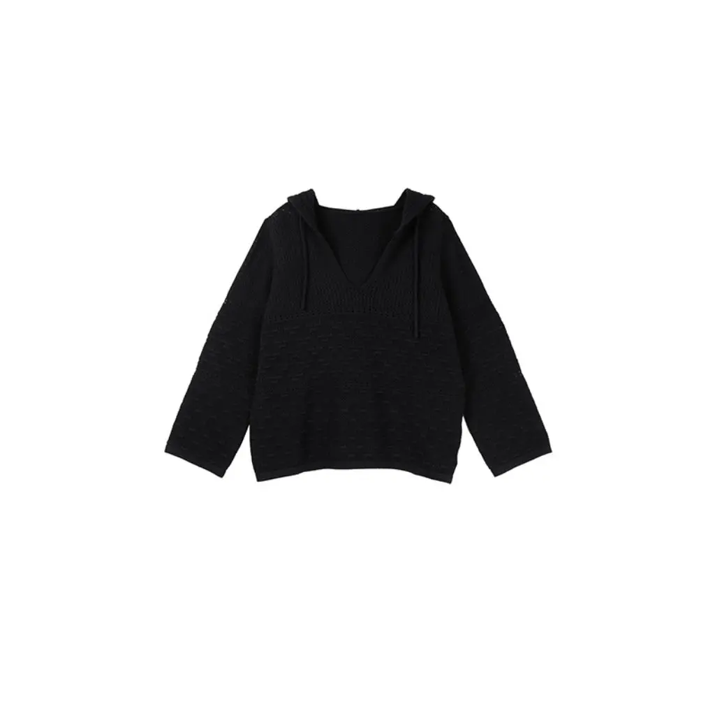 

Двойной дневной женский вязаный свитер больших размеров с капюшоном, осенний элитный ленивый стиль F250