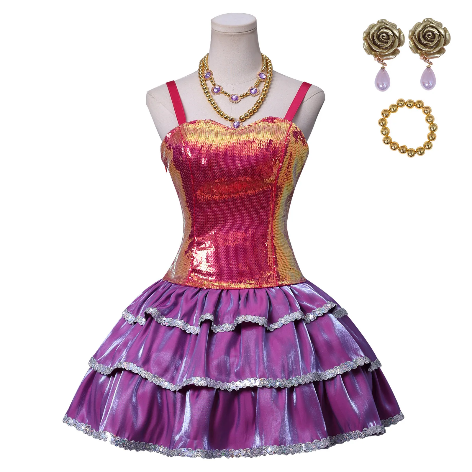 Anime Dream Movie Houseeee Cosplay Fashion Hot Pink Mini Sling Top Sparkling Y2K Cake Dress Jirai Kei Girls Lolita Halloween Cos