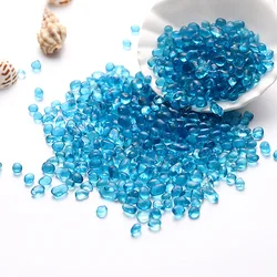 500g about 6mm-9mm Fish Tank Aquarium Landscaping Base Sand Sea Blue Glass Sand Decorative Colorful Glass Beads