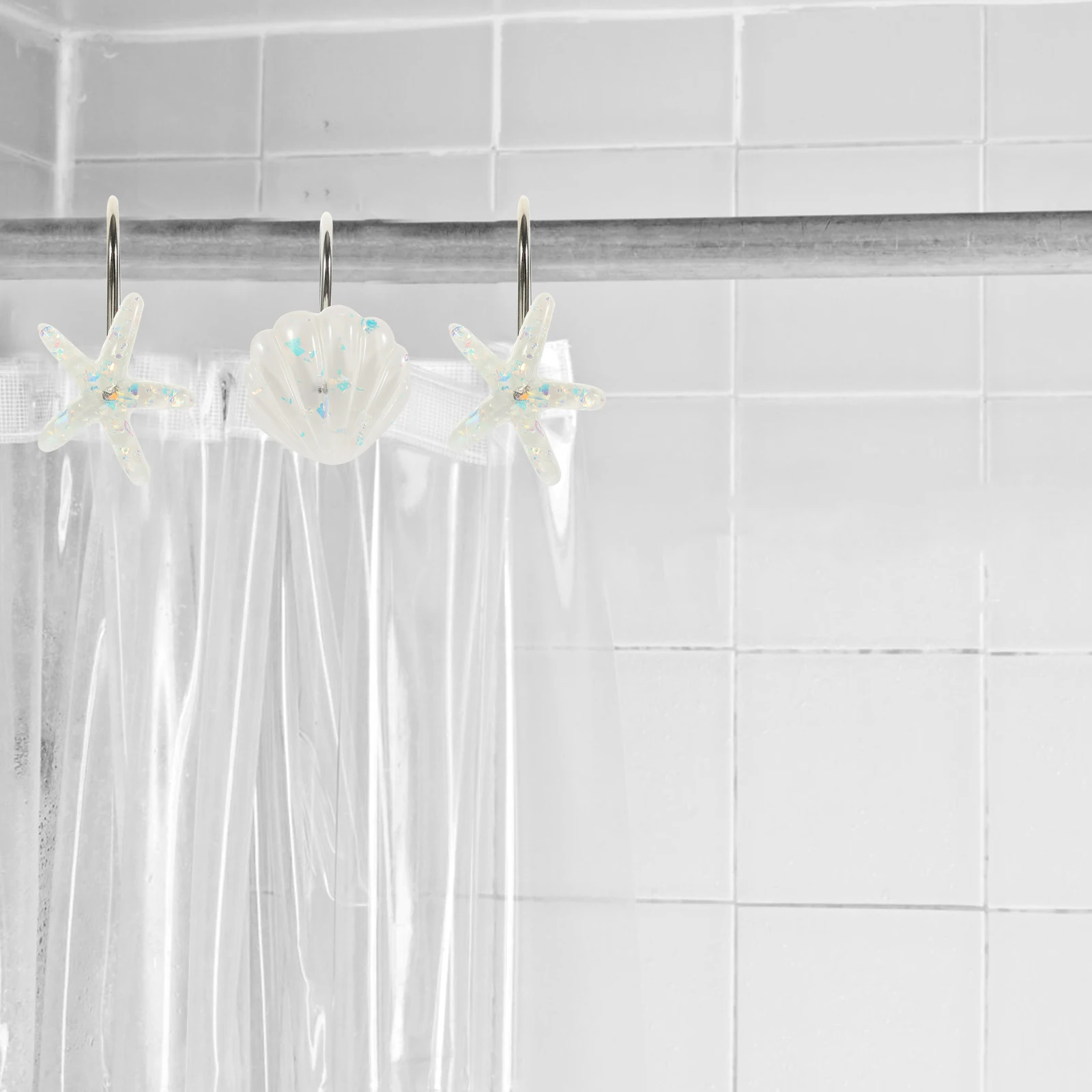 

Shower Curtain Hooks Bathroom Hanger Decorative Cute Plastic Drapes for Shower Rod Hold Position Convenient Household