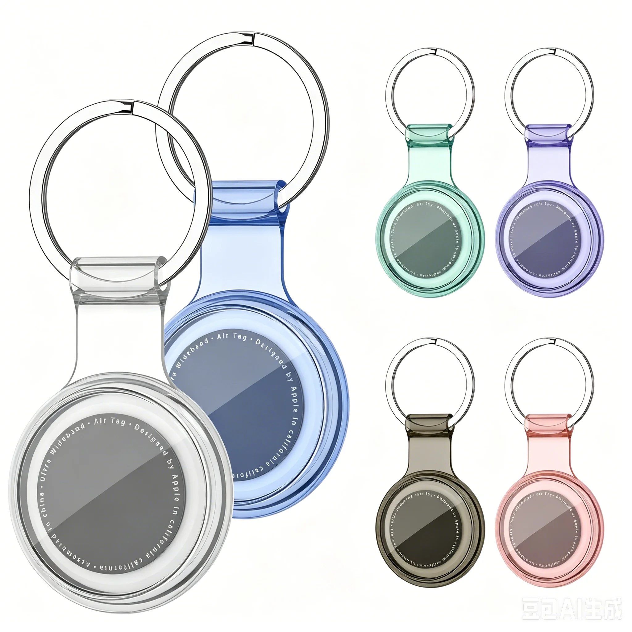 Waterproof Anti-lost Keychain Holder TPU Case for Apple Airtag Air Tag Dog Cat Pet Collar Keys Tracker Protective Full Cover
