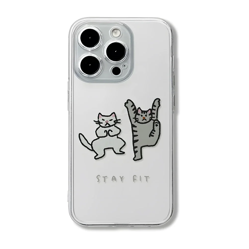 Funny Kung Fu Cat Clear Case for iPhone 16 15 14 Plus 12 13 11 Pro Max XR Ultra Thin Soft Silicone Cover with Camera Protection