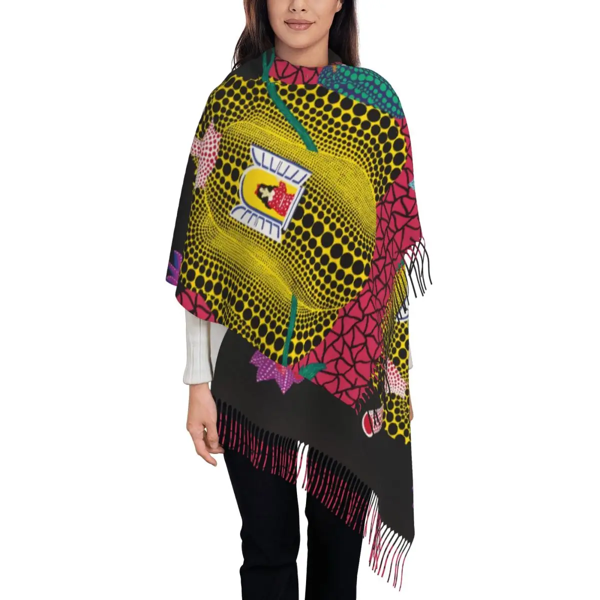 Customyayoi Kusama Abstract Schilderij Sjaal Wrap Voor Vrouwen Lange Winter Herfst Warm Kwast Sjaal Unisex Sjaals