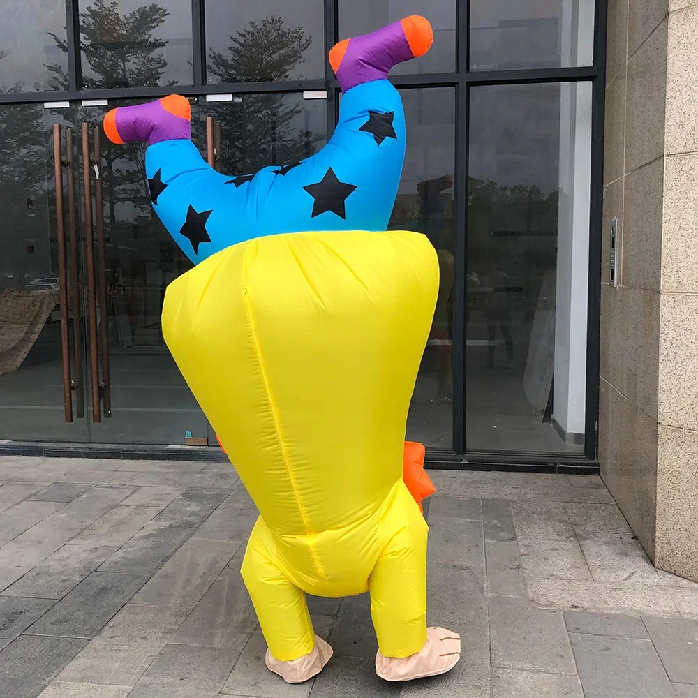 Handstand Clown Inflatable Costume Funny Blow up Outfit Halloween Cosplay Party Dress Clothes for Adult