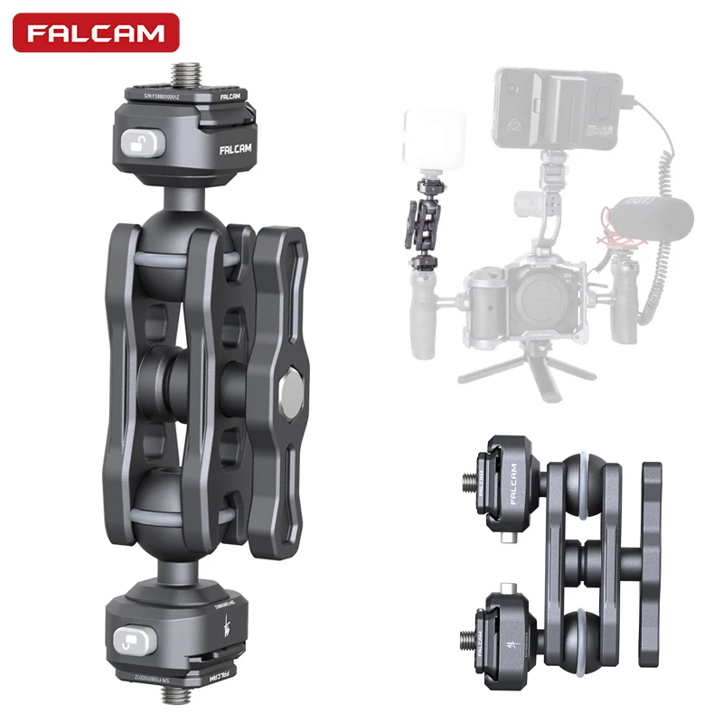 

Falcam F22 Magic Arm Dual Head Quick Release 360° Rotation Super Clamp for DSLR Camera Monitor Lights Microphone Audio Lighting