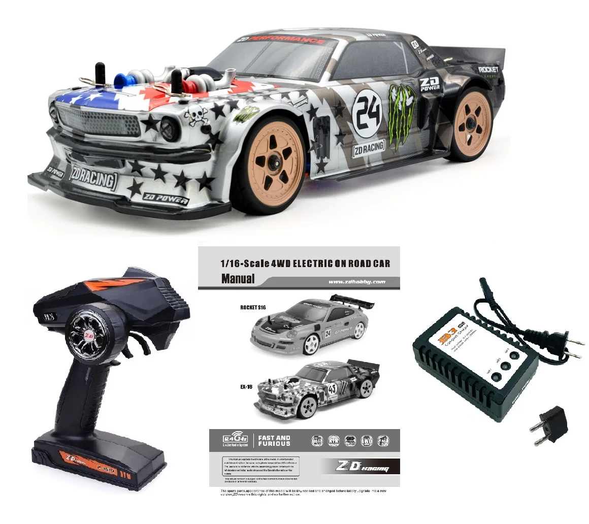 ZD Racing EX-16 1/16 RC Car 40km/h High Speed Brushless Motor 4WD Remote Control Vehicles RTR Model For RC Tourning Car On-Road