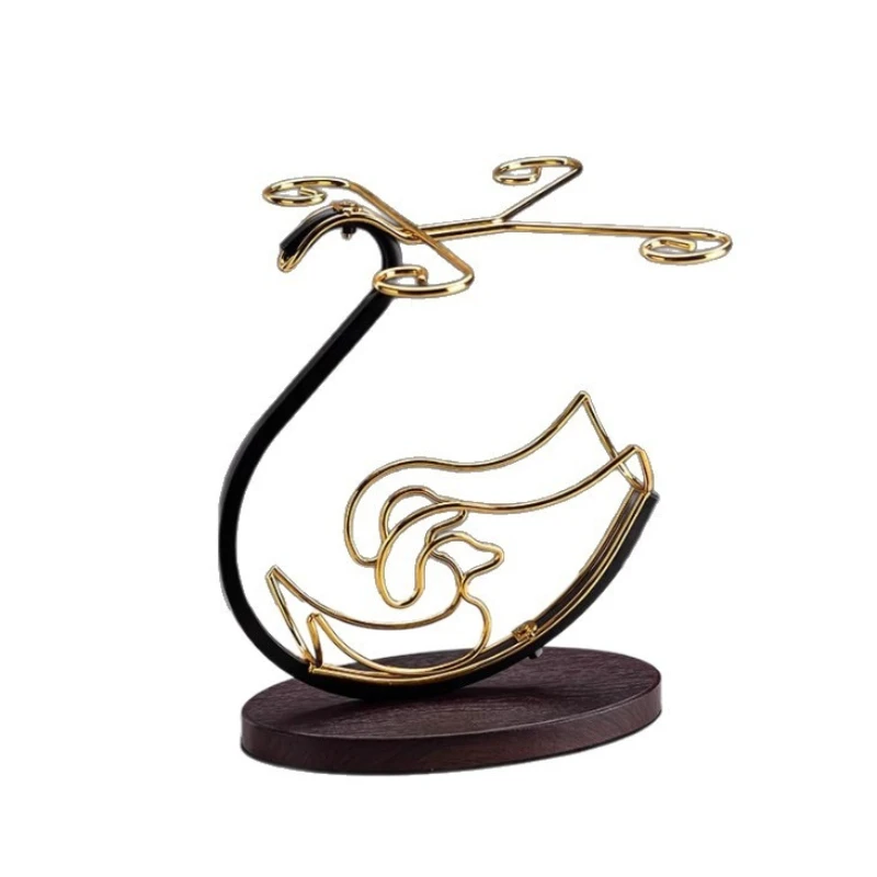 

Red wine glass rack New Chinese-style household upside-down goblet swan red wine rack ornament New red wine glass set shelf