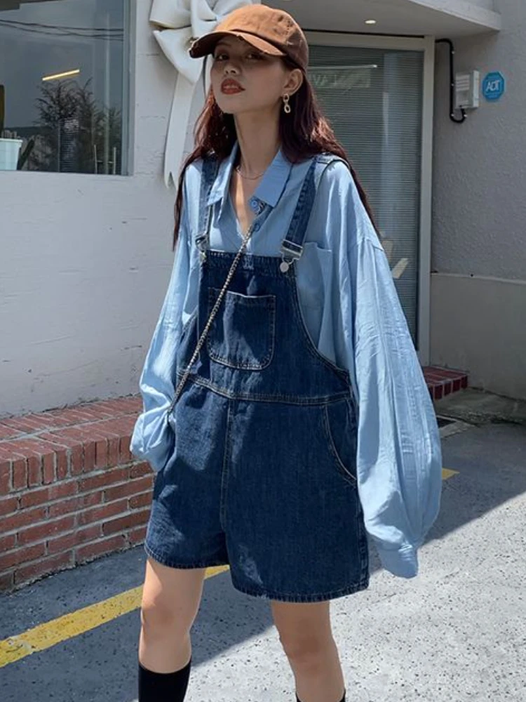 Denim Rompers Women High Street Vintage All-match Loose Thin Summer Wide Leg Trousers Chic Korean Style New Arrival Classic Cozy