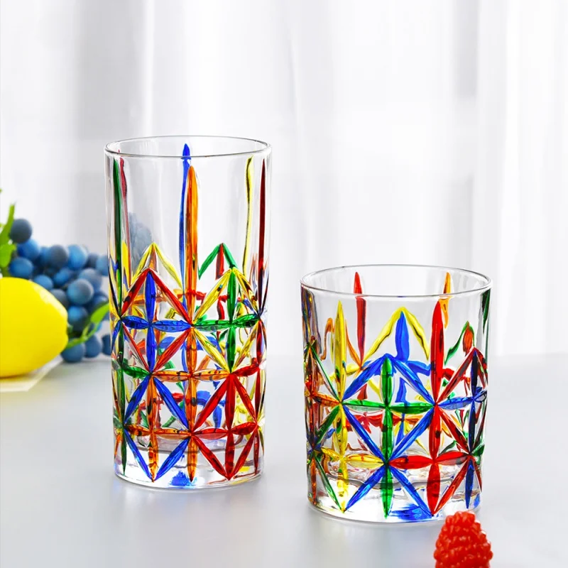 1PC Fashioned Cut Glass Whiskey Glass Tumbler Water Glass Cup Suitable for Cocktail Whisky Drink Red Wine Vodka