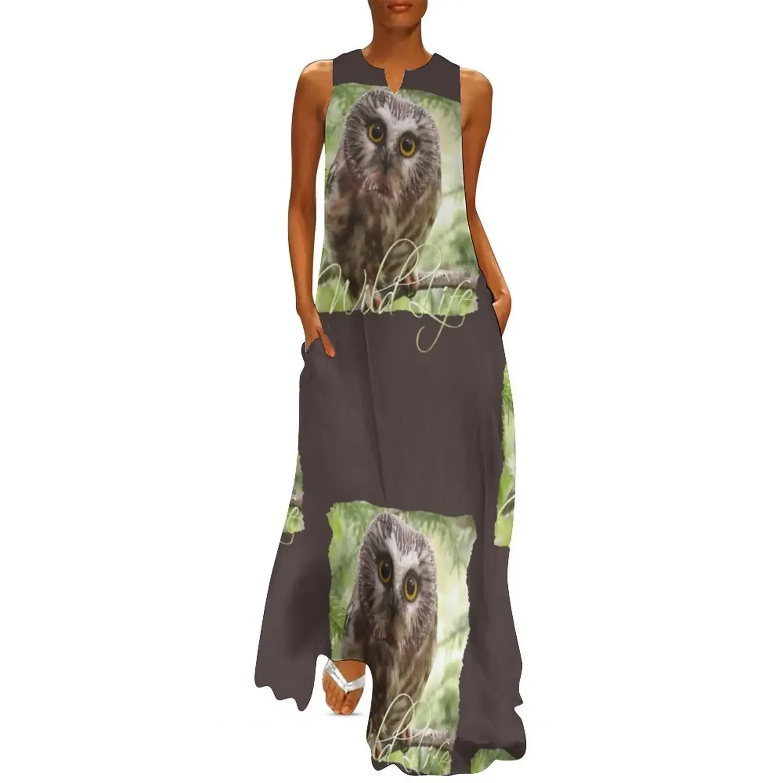 

Wild Life Series - The Cute Brown Owl (The Spiritual Messenger of Wisdom) Long Dress chic and elegant woman dress Dress