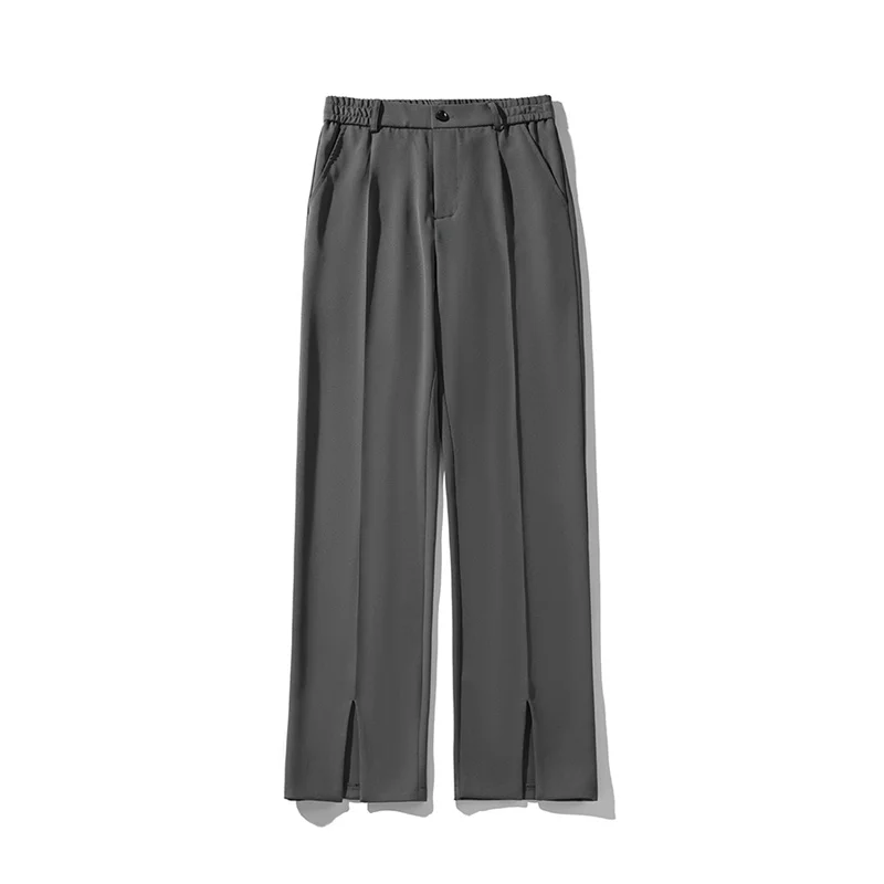 Grey Suit Pants Men Fashion Society Mens Dress Pants Korean Loose Straight Pants Mens Office Formal Trousers M-3XL