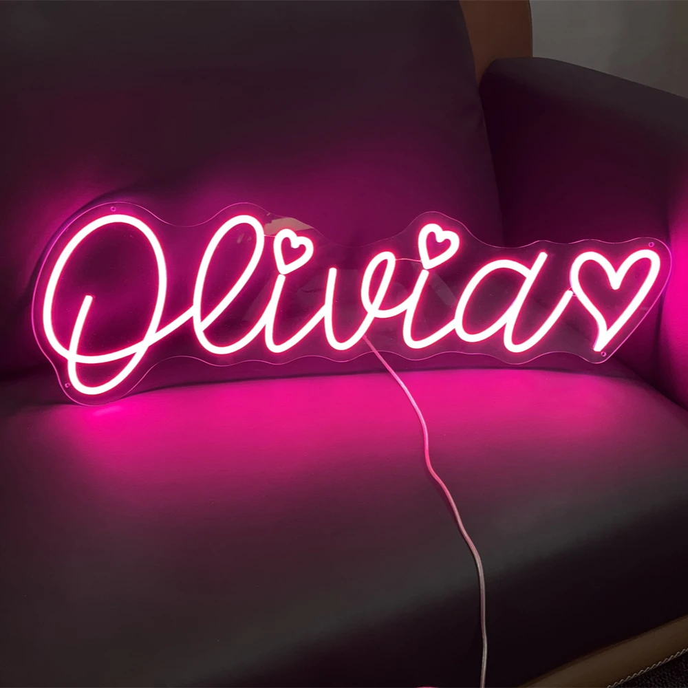 Letrero de neón personalizado con nombre personalizado, letreros de neón Led, luz nocturna, cumpleaños, boda, habitación de niños, decoración de dormitorio, lámpara de LED de neón de pared